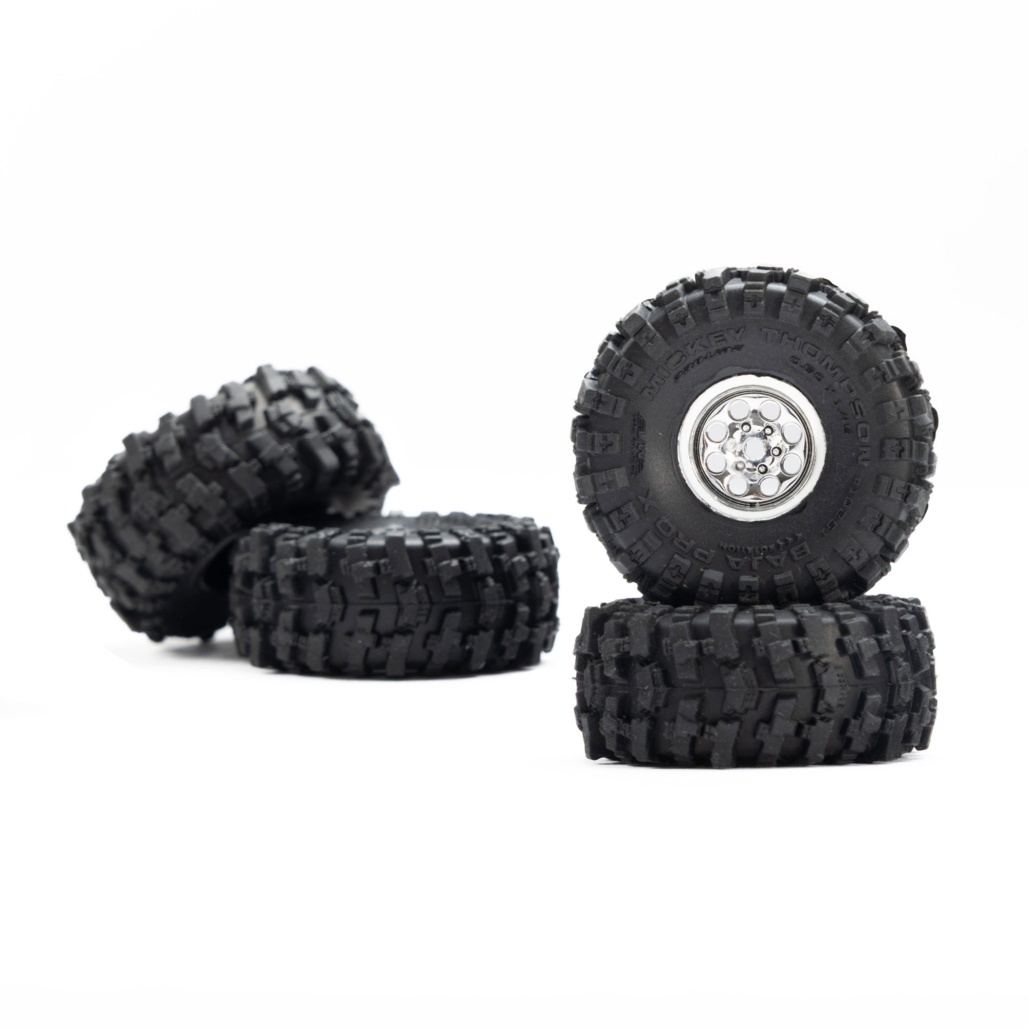 1/30 Baja Pro X Front/Rear Mounted Chrome Beast Tires (4): Axial SCX30