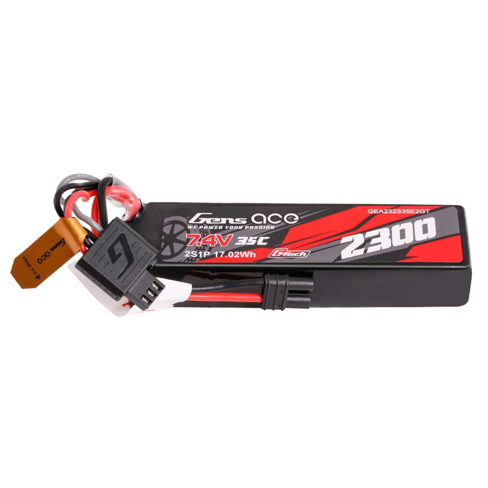 Gens Ace 2300mAh 2S 35C 7.4V G-Tech Lipo Battery Pack with EC2 Plug