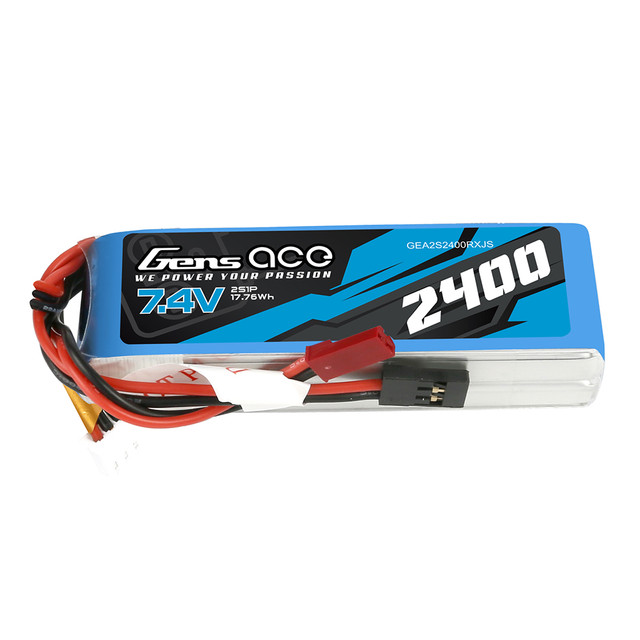 Gens ace 2400mAh 2S 7.4V RX Lipo Battery Pack with JST-SYP Plug