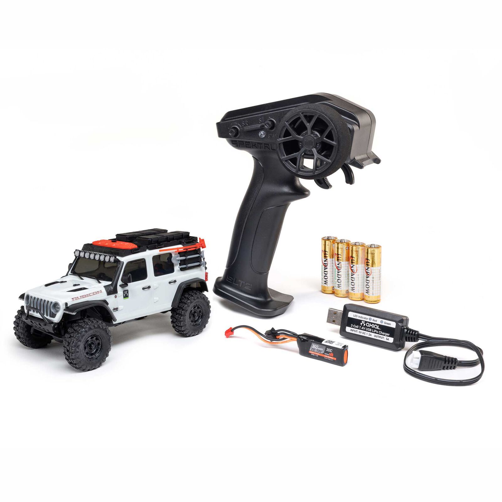 1/30 SCX30 Jeep Wrangler White JLU 4X4 RTR Brushed Rock Crawler (Battery & Charger Included)