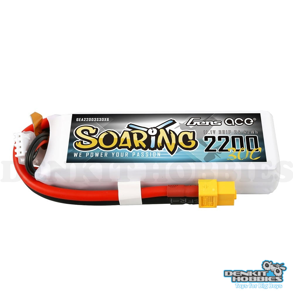 11.1V 3S 2200MAH 30C SOARING LIPO BATTERY WITH XT-60 PLUG GENS ACE