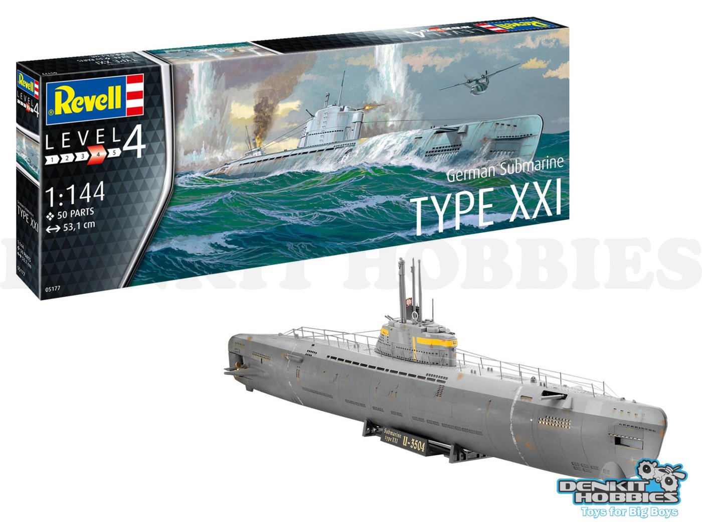 GERMAN SUBMARINE TYPE XXI PLASTIC MODEL KIT 1/144 REVELL