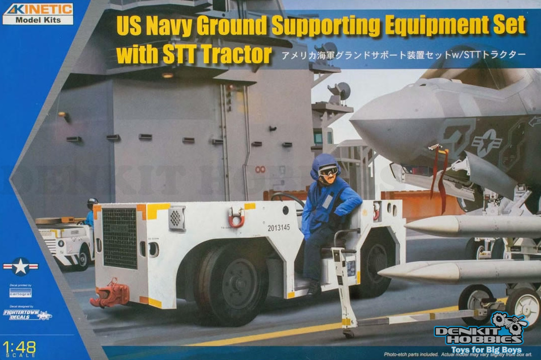 US NAVY GROUND SUPPORT SET WITH STT TRACTOR PLASTIC MODEL KIT 1/48 SCALE KINETIC