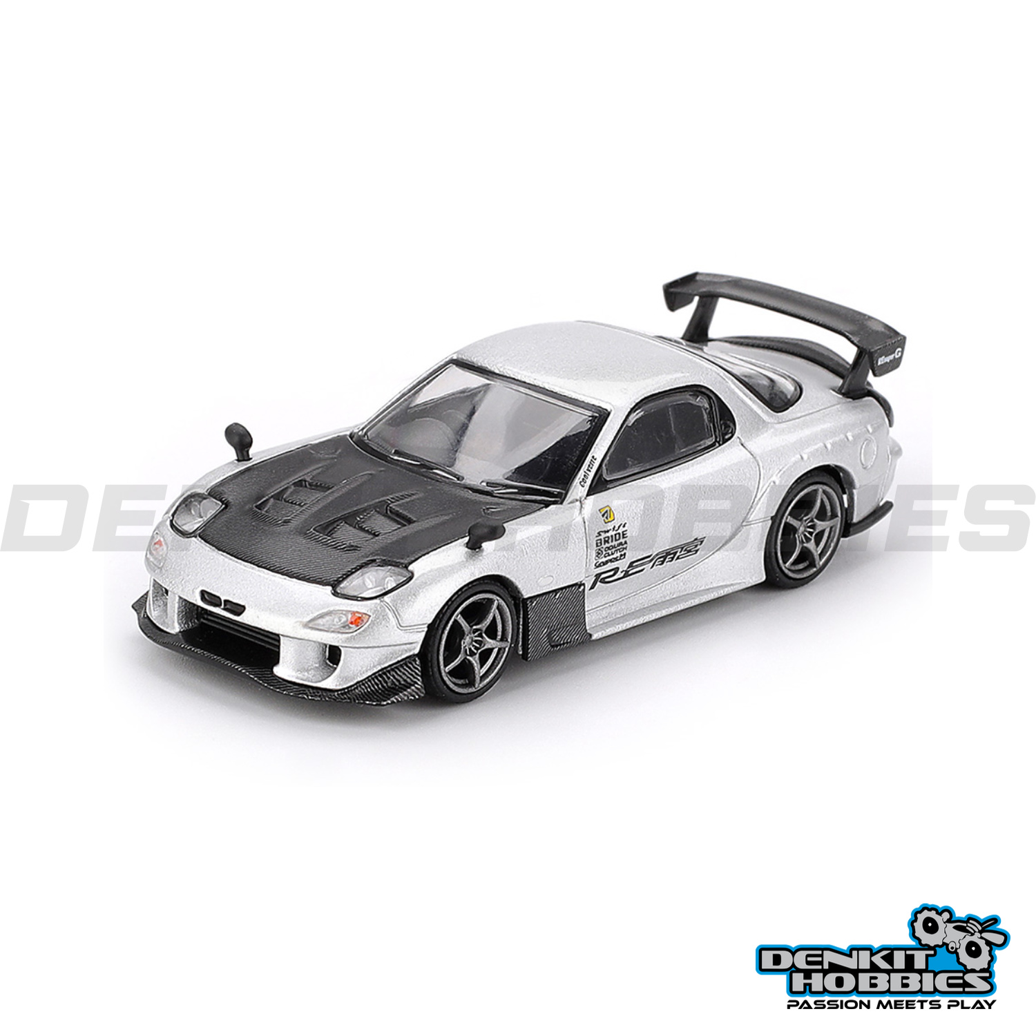 MAZDA RX-7 RE-AMEMIYA SILVER METALLIC 1/64 SCALE MINI GT