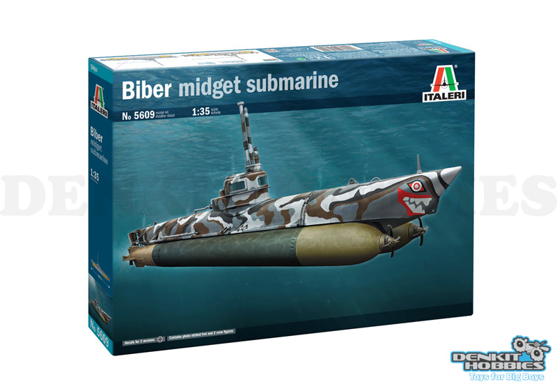 BIBER MIDGET SUBMARINE PLASTIC MODEL KIT 1/35 SCALE ITALERI