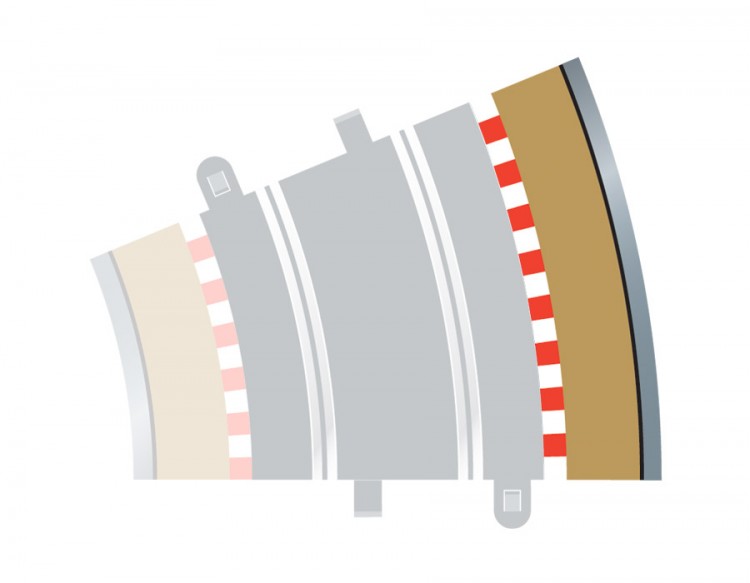RADIUS 3 CURVE OUTER BORDERS 22.5 deg 1/32 SCALEXTRIC