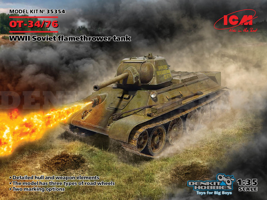 OT-34/76 SOVIET FLAMETHROWER TANK PLASTIC MODEL KIT 1/35 ICM
