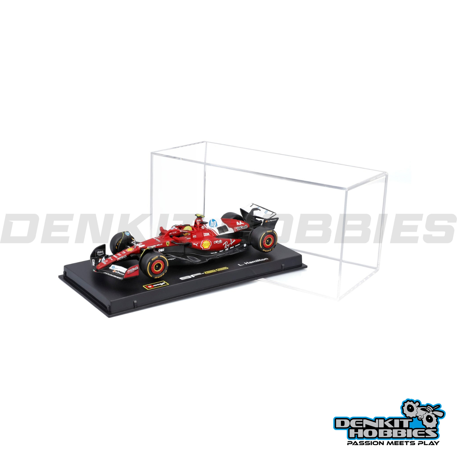 FERRARI F1 SF-25 2025 #44 LEWIS HAMILTON WITH DISPLAY CASE 1/43 SCALE BBURAGO