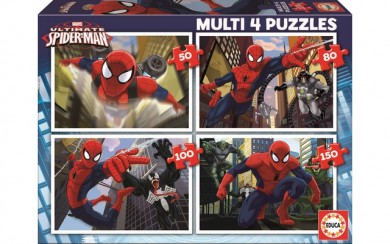 MULTI 4 IN 1 PUZZLES - SPIDERMAN (50,80,100,150PC)