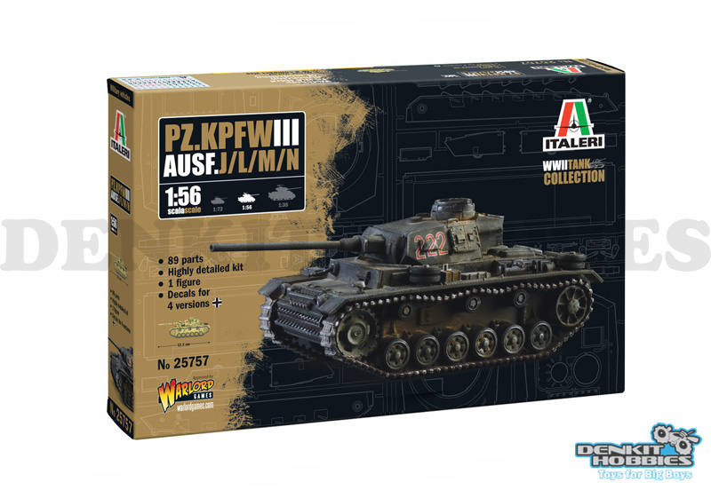 PZ. KPFW. III AUSF. J/L/M/N PLASTIC MODEL KIT 1/56 SCALE ITALERI