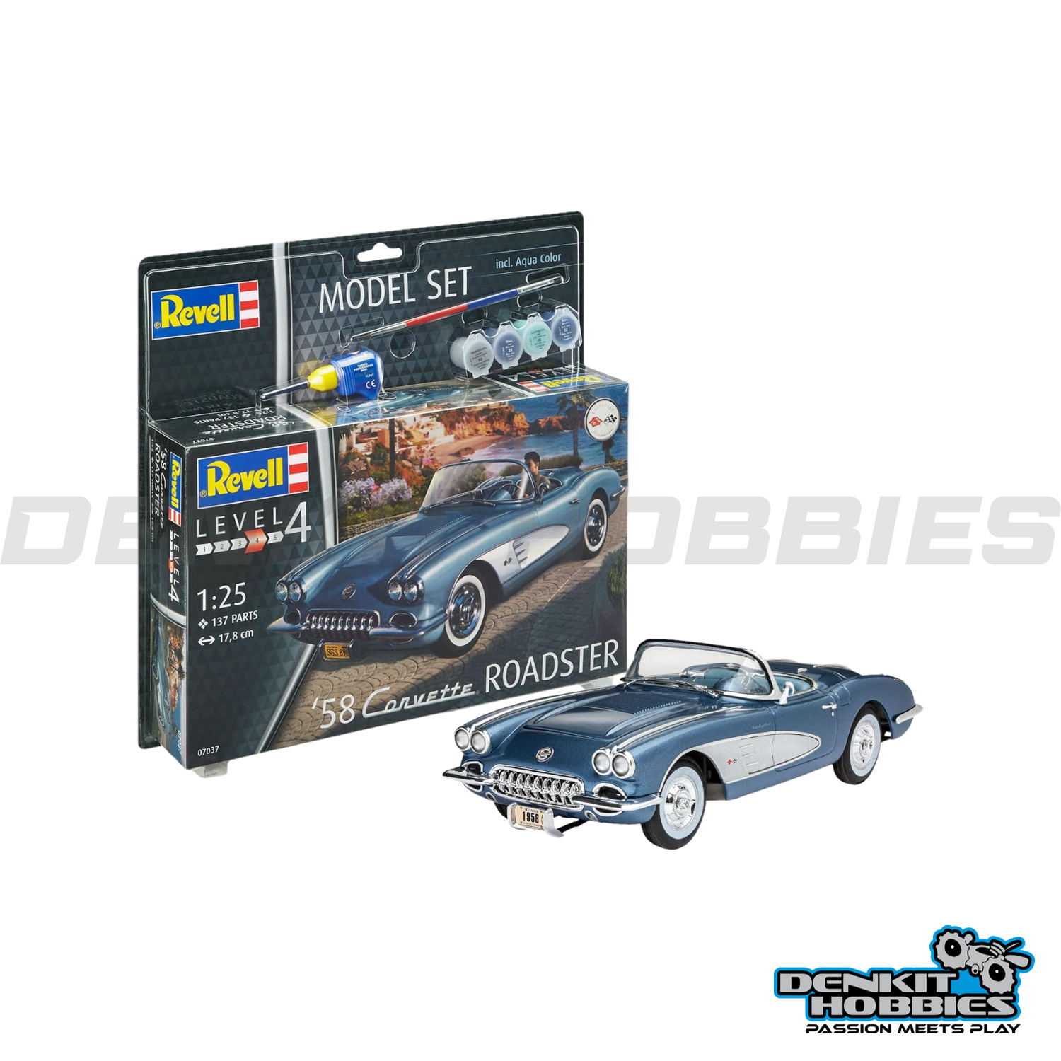 CORVETTE ROADSTER 1958 PLASTIC MODEL KIT SET 1/25 SCALE REVELL
