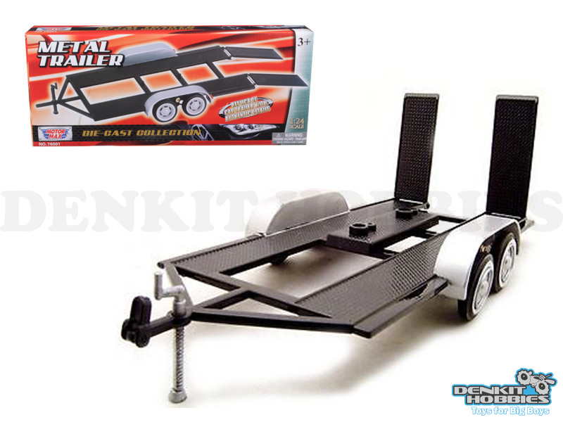 TANDEM CAR TRAILER BLACK 1/24 SCALE MOTORMAX