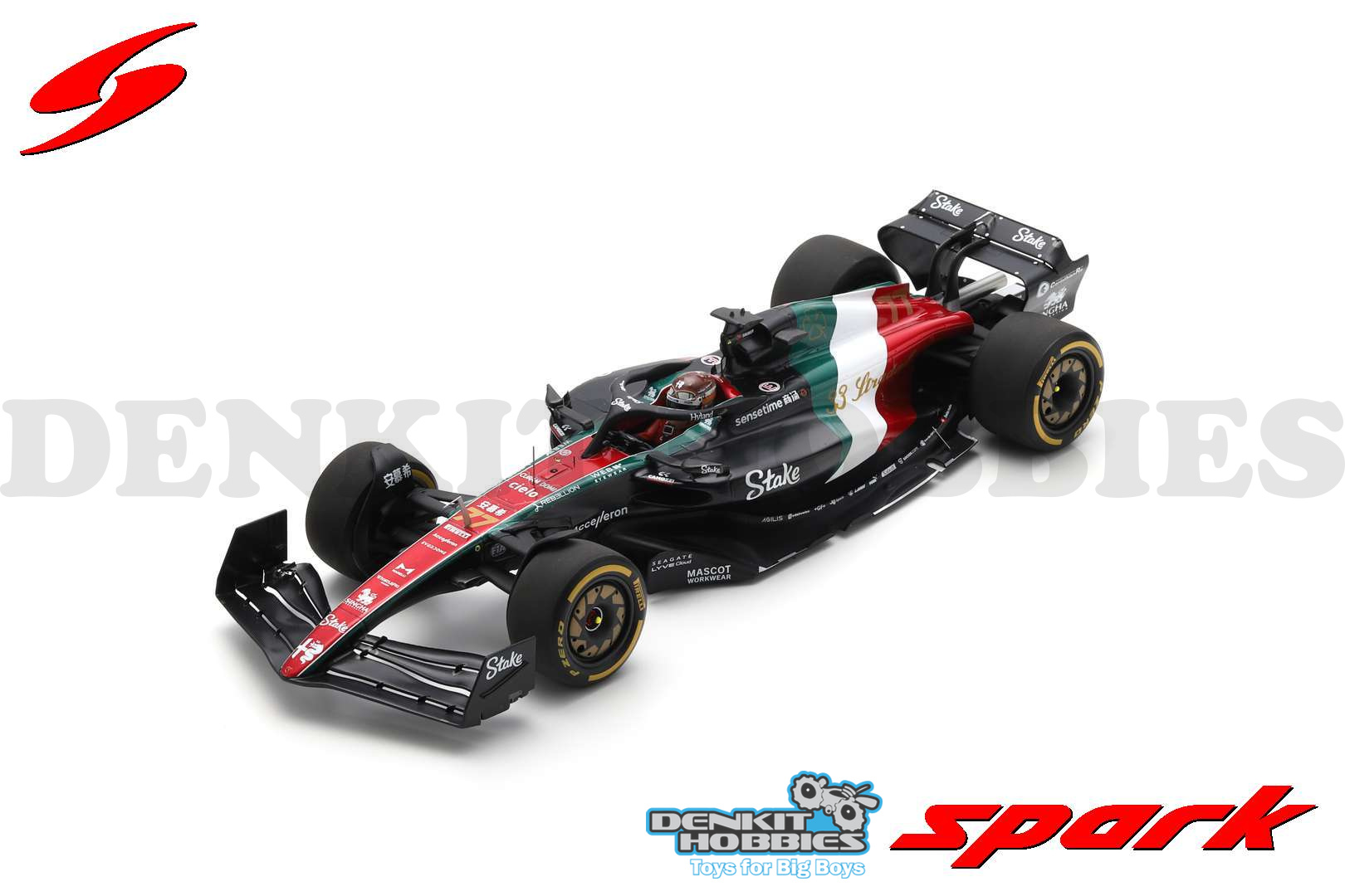 ALFA ROMEO F1 TEAM STAKE C43 #77 VALTTERI BOTTAS 10TH ITALIAN GP 2023 1/18 SCALE SPARK