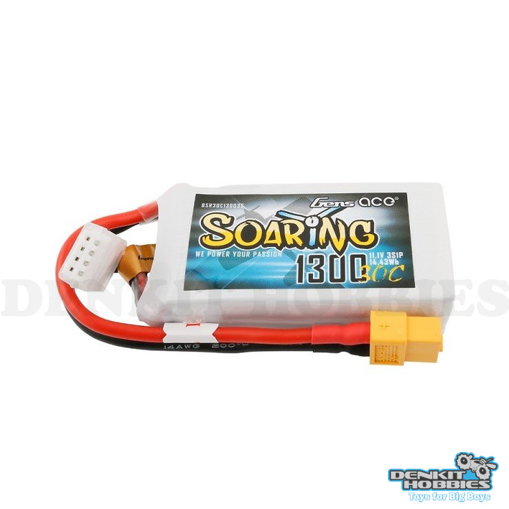 11.1V 3S 1300MAH 30C SOARING LIPO BATTERY WITH XT-60 PLUG GENS ACE