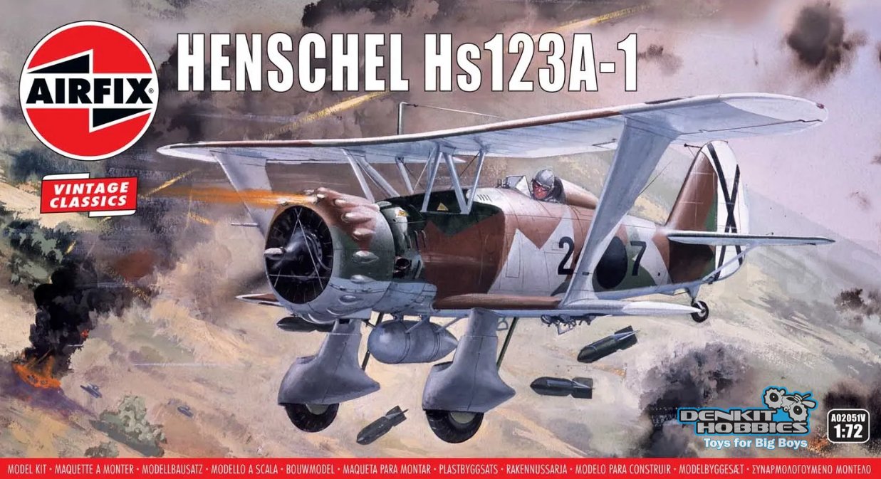 HENSCHEL HS123A-1 BIPLANE PLASTIC MODEL KIT 1/72 AIRFIX