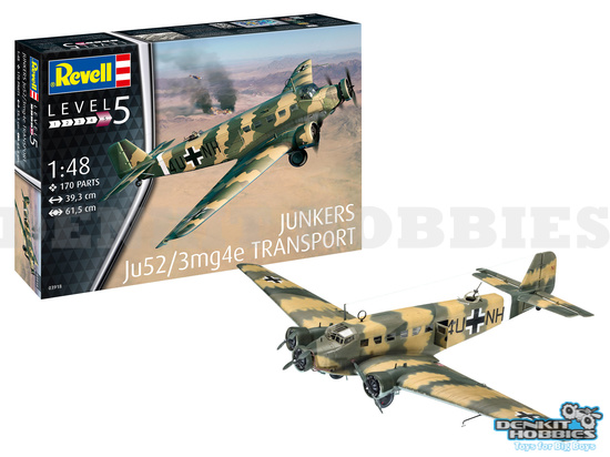 JUNKERS JU52/3M TRANSPORT PLASTIC MODEL KIT 1/48 REVELL