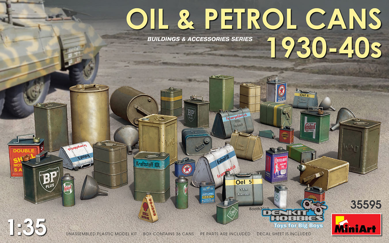 OIL & PETROL CANS 1930-40S PLASTIC MODEL KIT 1/35 SCALE MINIART