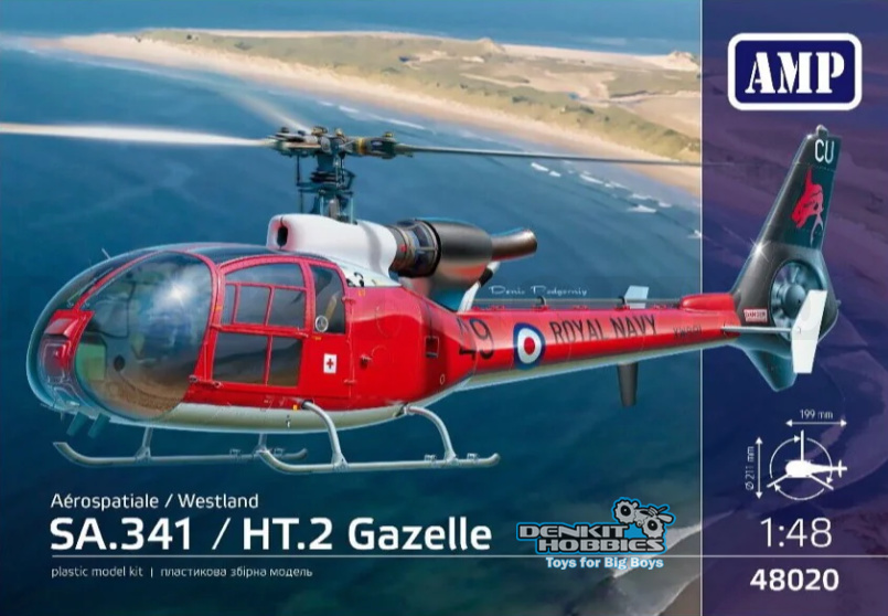 AEROSPATIALE/WESTLAND SA.341 / HT.2 GAZELLE PLASTIC MODEL KIT 1/48 SCALE AMP
