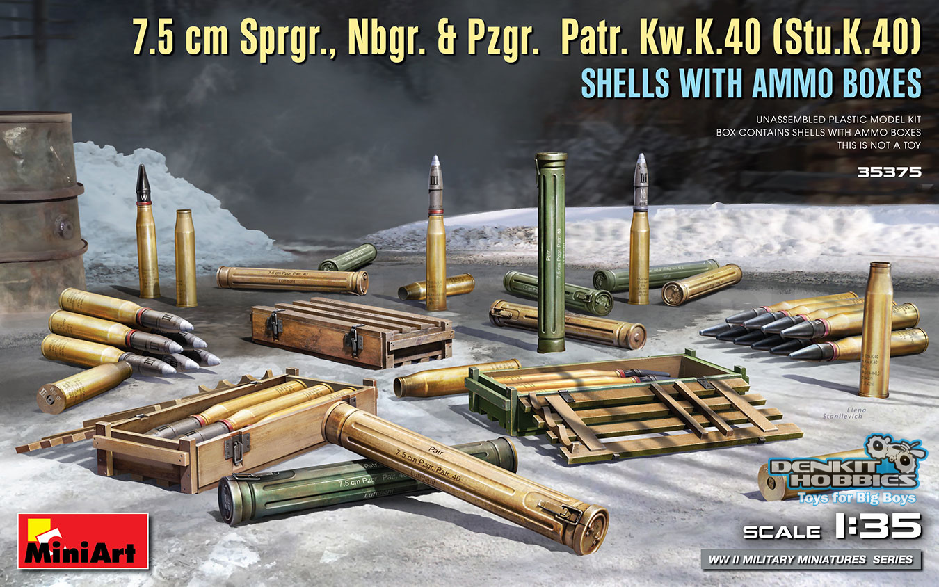 SHELLS WITH AMMO BOXES PLASTIC MODEL KIT 1/35 SCALE MINIART