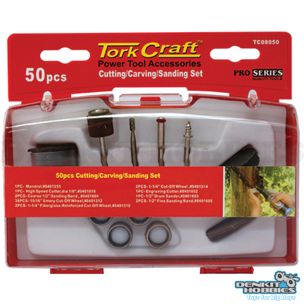 CUTTING CARVING SANDING 50 PIECE MINI ROTARY BIT SET TORK CRAFT