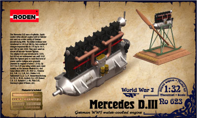 MERCEDES DIII 160H.P. ENGINE PLASTIC MODEL KIT 1/32 RODEN
