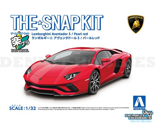 LAMBORGHINI AVENTADOR S RED PLASTIC SNAP KIT 1/32 AOSHIMA