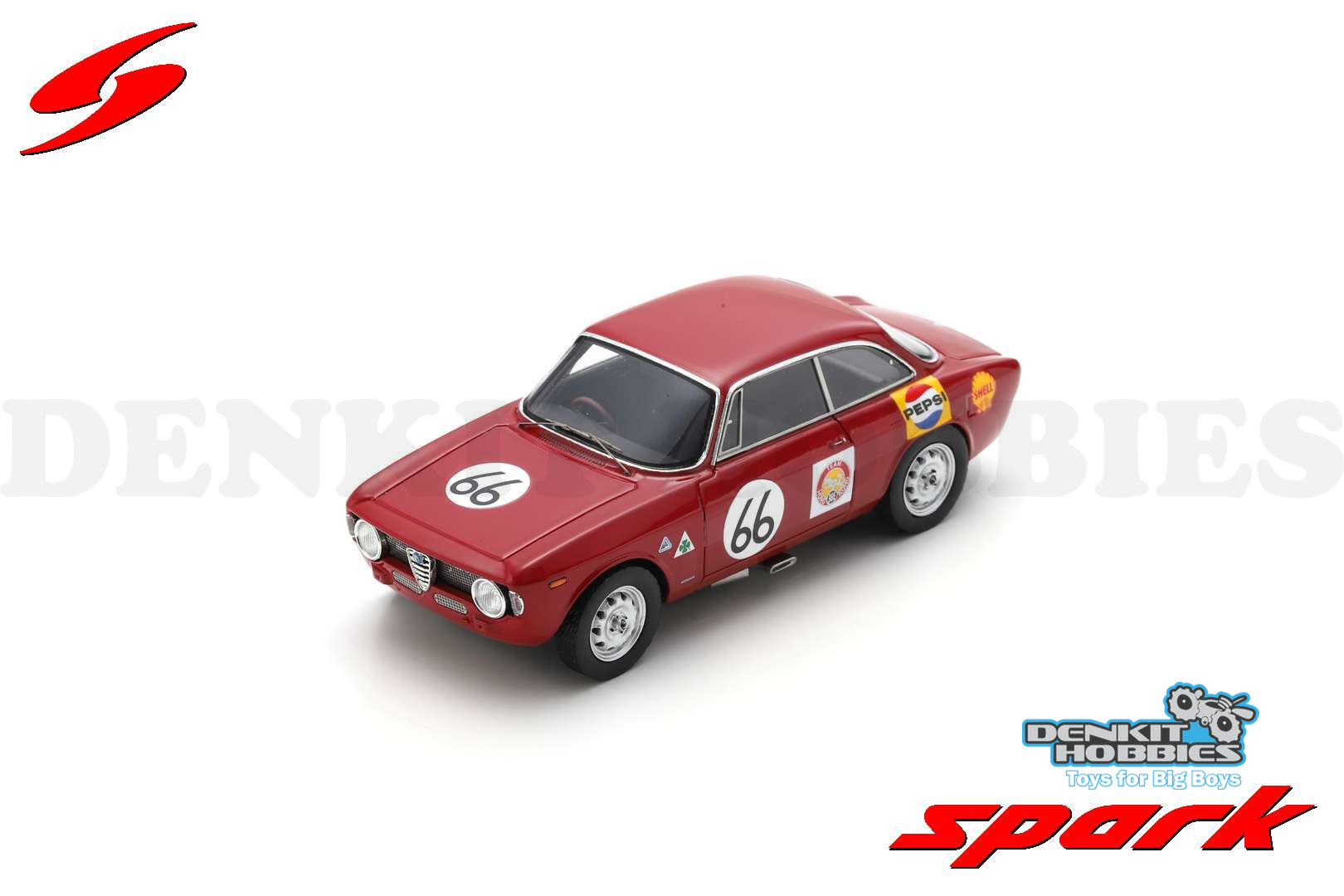 ALFA ROMEO GTA NO.66 TEAM HONG KONG SINGAPORE GP 1967 ALBERT POON 1/43 SCALE SPARK