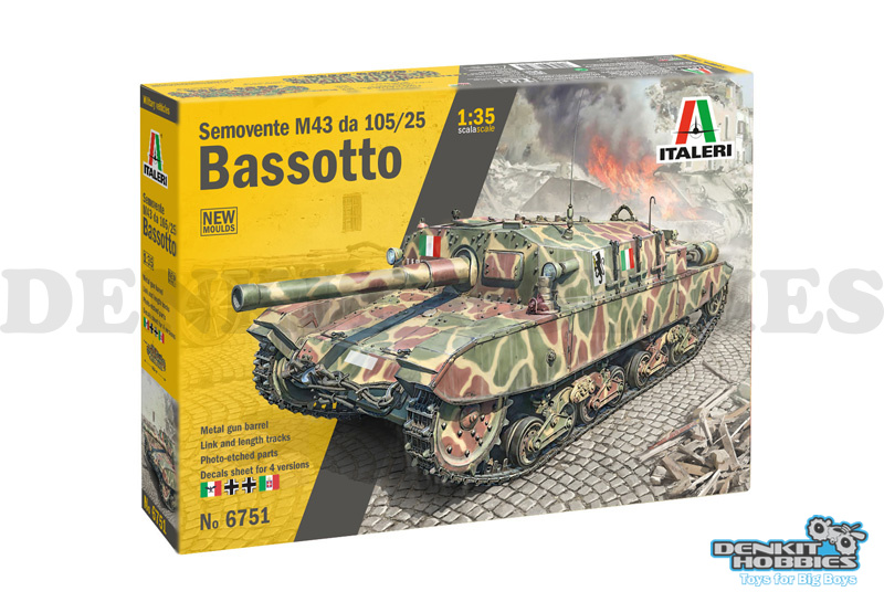 SEMOVENTE M43 DA 105/25 BASSOTTO PLASTIC MODEL KIT 1/35 SCALE ITALERI