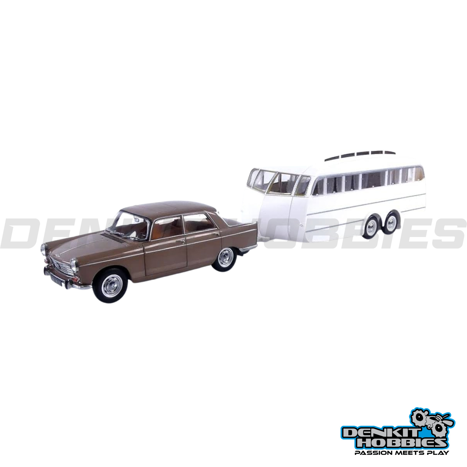 PEUGEOT 404 1965 WITH CARAVAN HENON 1/18 SCALE NOREV