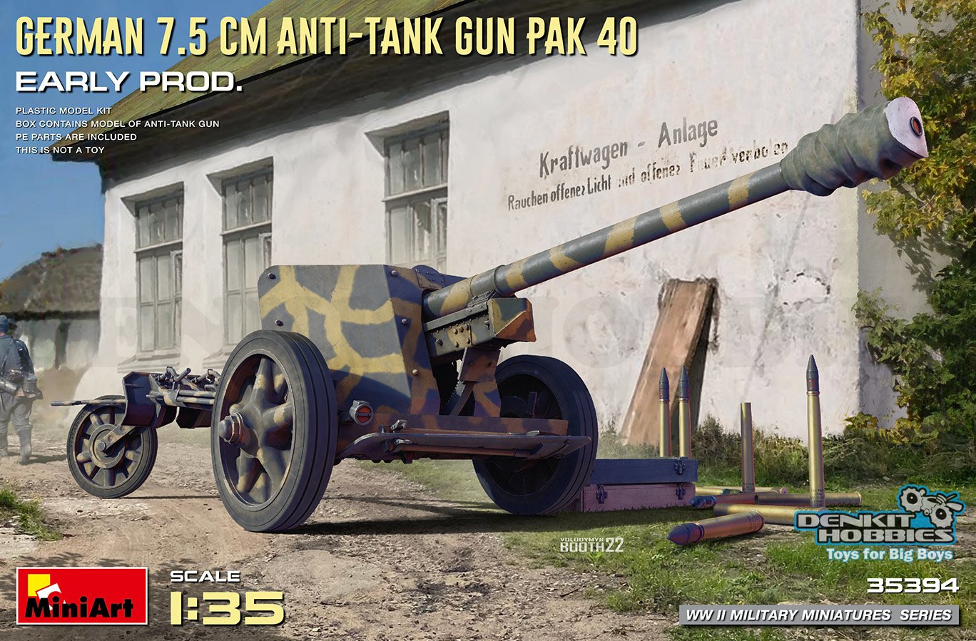 GERMAN 7.5CM ANTI-TANK GUN PAK 40. EARLY PROD PLASTIC MODEL KIT 1/35 MINIART
