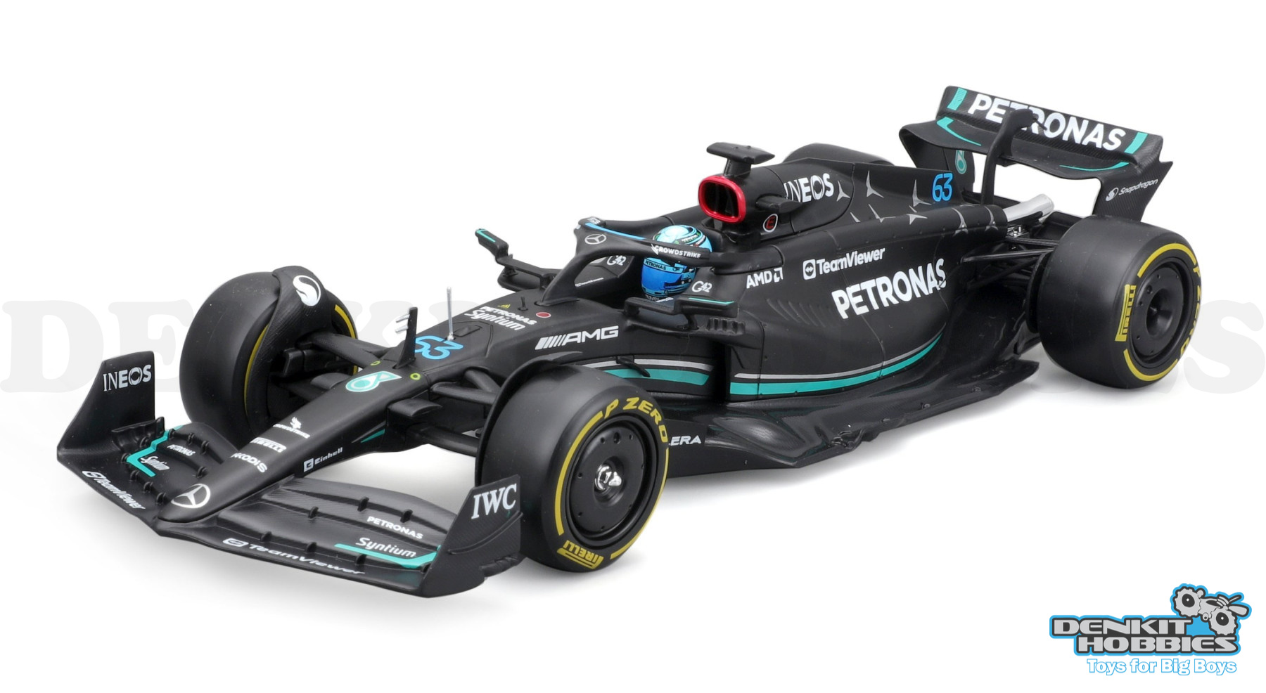 MERCEDES-AMG F1 W14 2023 #63 GEORGE RUSSELL WITH DISPLAY CASE 1/24 SCALE BBURAGO
