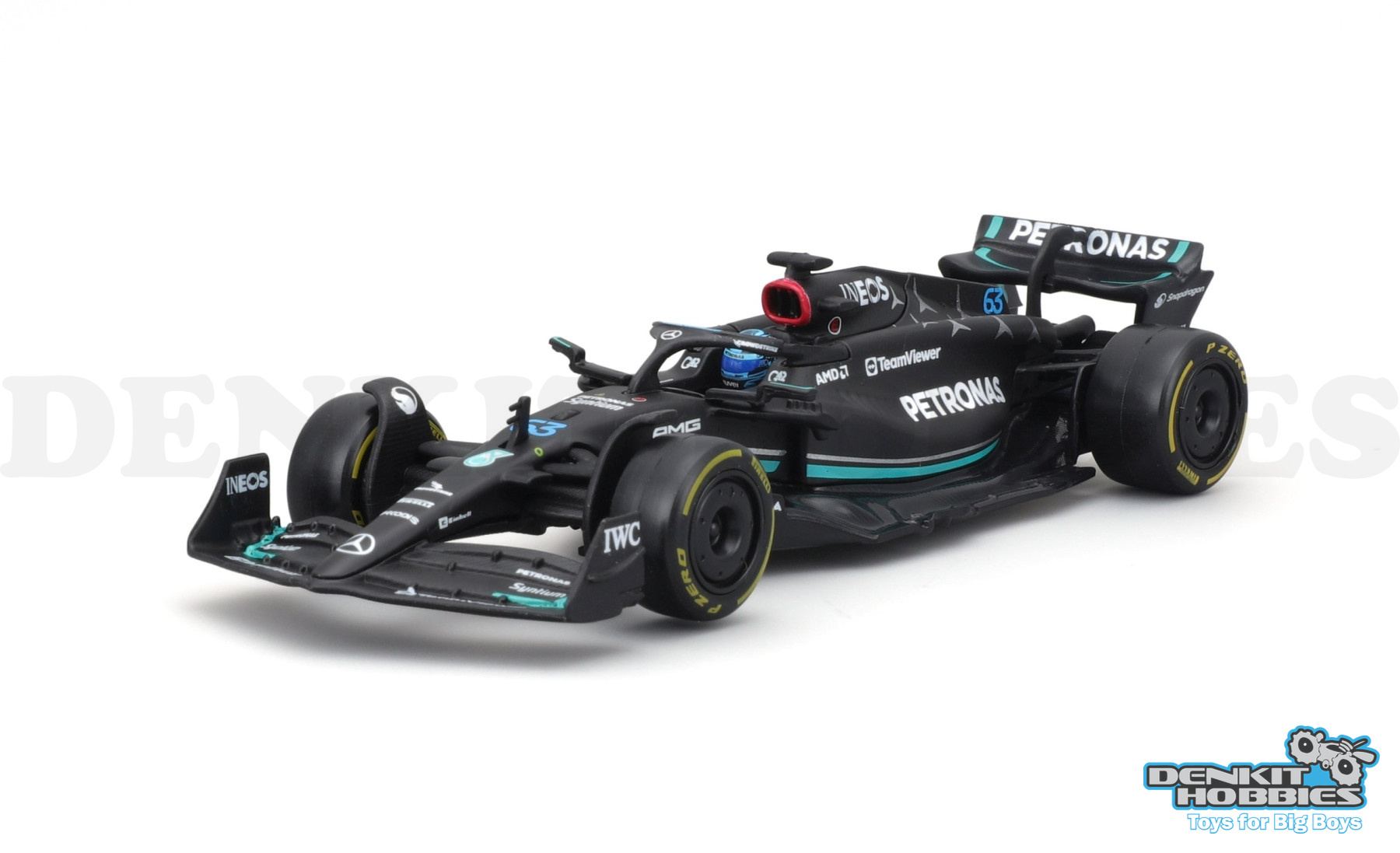 MERCEDES AMG F1 W14 2023 #63 GEORGE RUSSELL WITH DISPLAY CASE 1/43 SCALE BBURAGO
