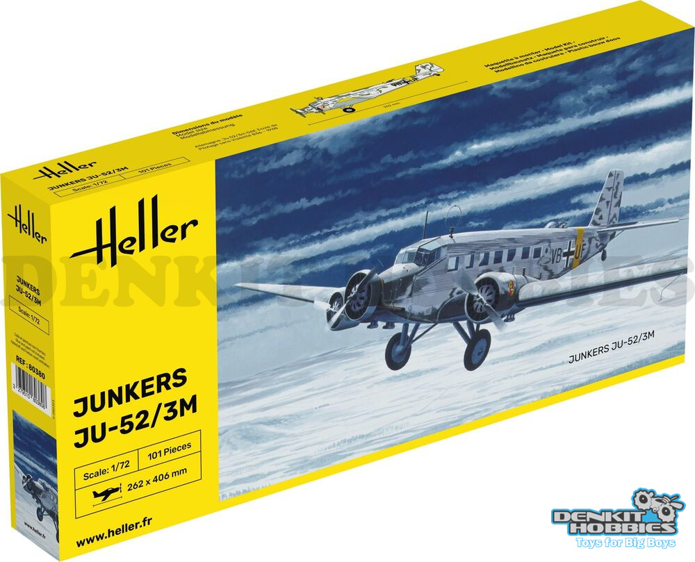 JUNKERS JU-52/3M PLASTIC MODEL KIT 1/72 SCALE HELLER
