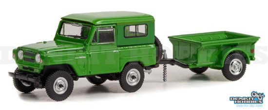 NISSAN PATROL 1972 WITH 1/4 TON CARGO TRAILER 1/64 GREENLIGHT