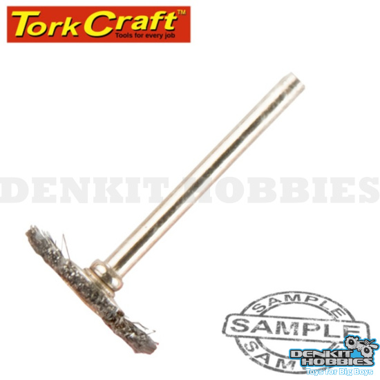 MINI CARBON STEEL BRUSH 19.1MM WHEEL 3.2MM SHANK TORK CRAFT