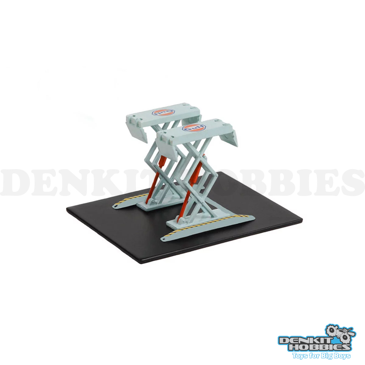AUTO BODY SHOP GULF OIL AUTO DOUBLE SCISSOR LIFT 1/64 GREENLIGHT