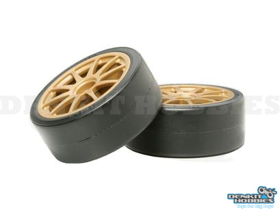 DRIFT TYPE A TYRES PREMOUNTED (2) 1/10 TAMIYA
