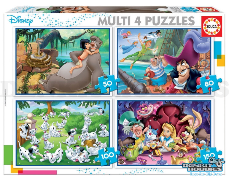 MULTI 4 IN 1 PUZZLES - DISNEY CLASSICS 50,80,100,150 PIECE EDUCA