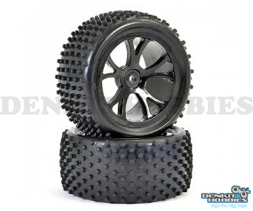 REAR BUGGY WHEEL & TYRE (2) 1/10 SCALE RIVER HOBBY