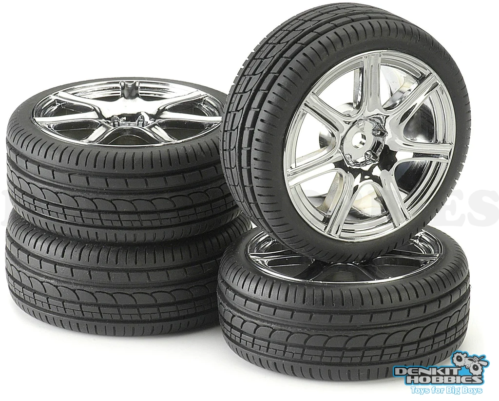 ON-ROAD PREMOUNTED TYRE & RIM SET (4) 1/10 ANSMANN (ANS211000012/RC/RCCG/RCAC)