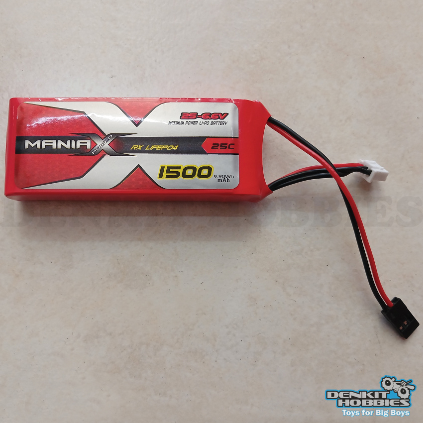 6.6V 1500MAH 2S 25C LIFE BATTERY WITH JR CONNECTOR MANIAX
