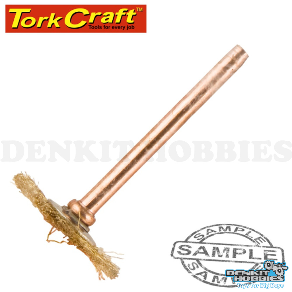 MINI BRASS BRUSH 19.1MM WHEEL 3.2MM SHANK TORK CRAFT