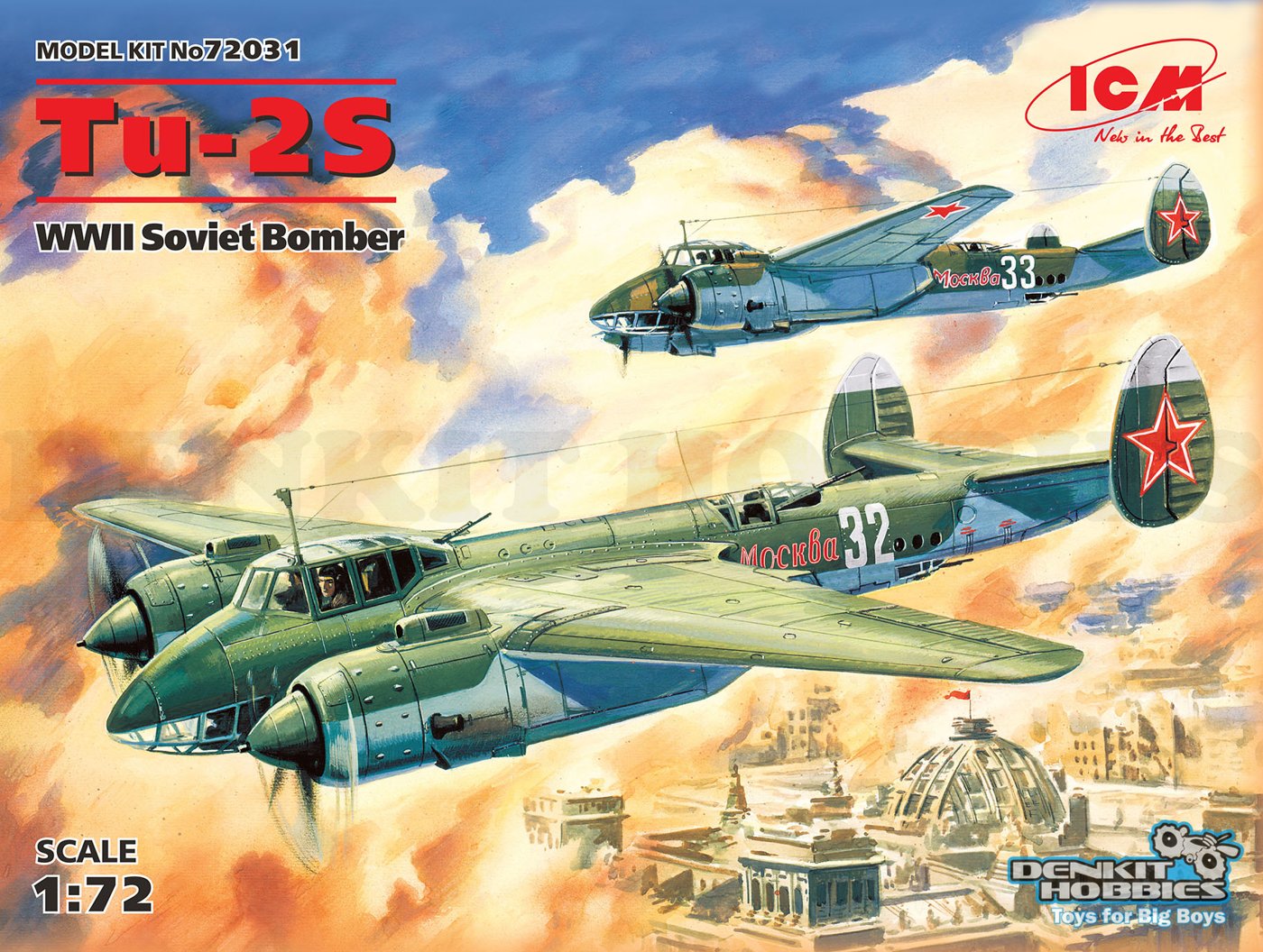 TU-2S WWII SOVIET BOMBER PLASTIC MODEL KIT 1/72 SCALE ICM MODELS